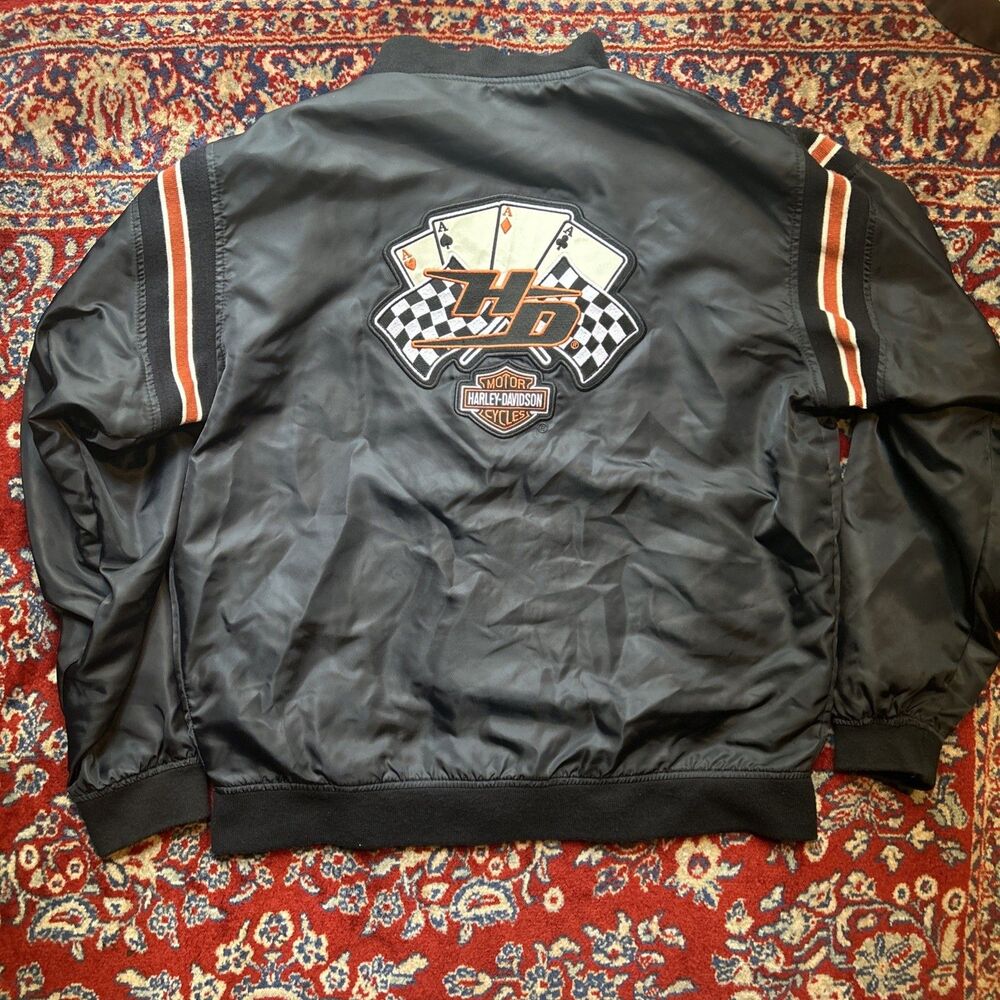 Harley-Davidson Black Bomber Jacket with Orange Accents